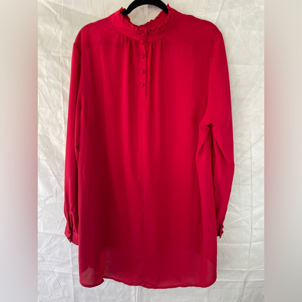 Eloquii long sleeve red flutter shirt